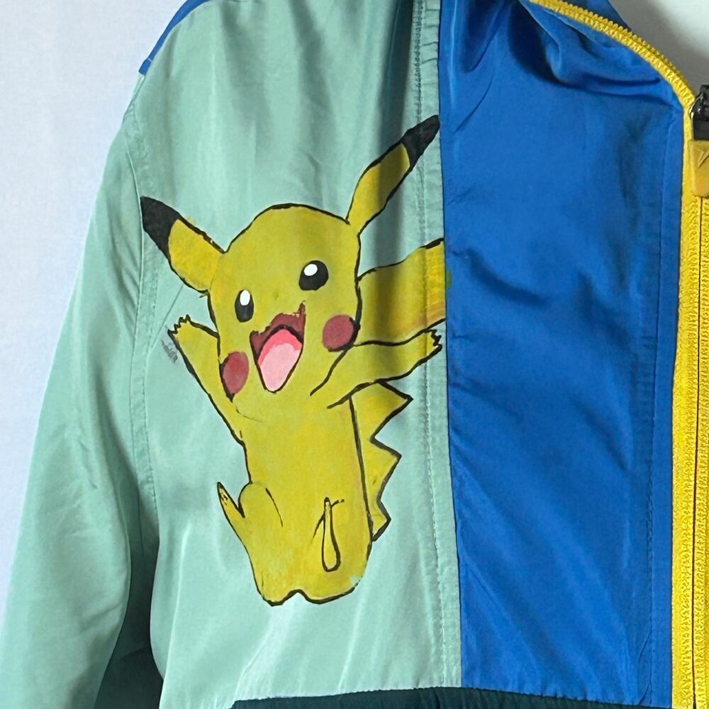 Hand Painted Pokémon Windbreaker Pikachu Squirtle Old Navy Active M Custom Anime